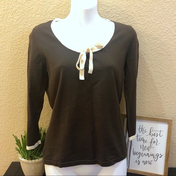 Ann Taylor Factory Store Sweater brown 3/4 sleeve - Picture 1 of 6
